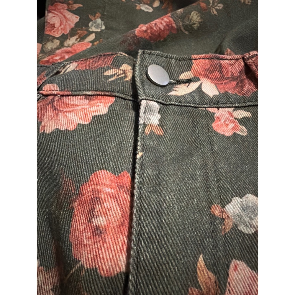 Loveimgs Floral Wide Leg Pants Olive Green Rose Print Cotton Blend Large NWT - Picture 7 of 7